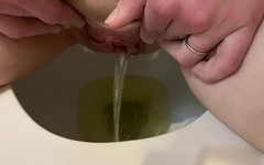 Angel Sky69: She pees in the toilet beautiful beautiful golden shower on...