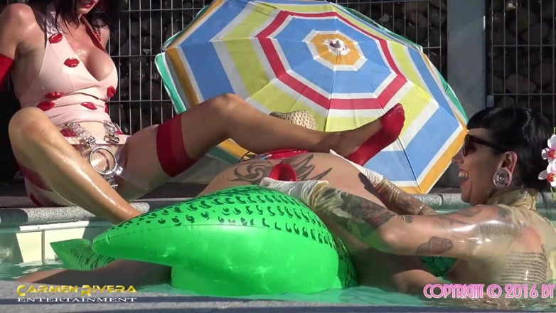 Domina Lady Vampira - SM Studio Femdom Empire: Carmen Rivera &amp; Lady Vampira are celebrating a pool party with...