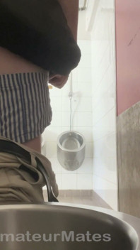 Amateur Straight Boy Trying to Get Caught at Public Urinal