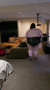 Sexy SSBBW Ass and Belly Walking in Leather Suit Part 2