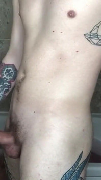 Fit Young Teddy in the Bathroom