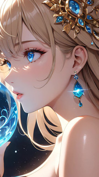 Whispers of Magic - fille d’intelligence artificielle et orb rougeoyant