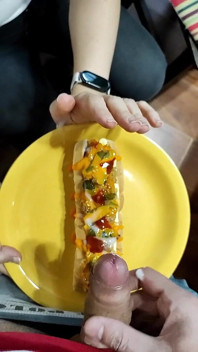 Quickie! Blowjob and Cum on Her Frankfurter! (and Black Jeans)