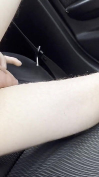 Teen boy flashes ass and dick in car, finger in ass