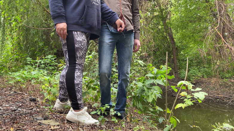 OurFetishLife: MILF in leggings helps a stranger pee by the lake