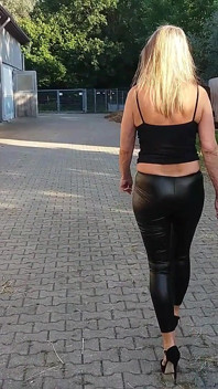 Mature Woman in Tight Black Leggins
