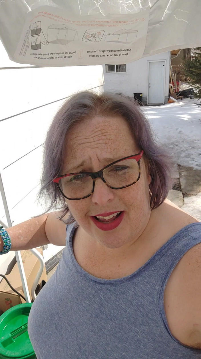 AngYourDirtyCanadian: Calm Outdoor Smoking Moment with a Playful Lipstick Look