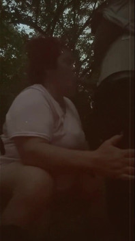 La bbw fa un pompino all'aperto