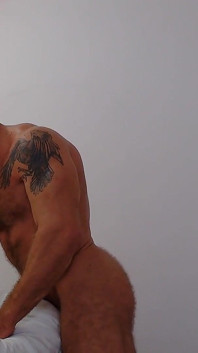 Athletic, Hairy Bear Flexing Muscle in Many Pose