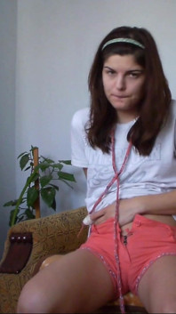 Sexy Teen Weting Her Short Pants and Touching Her Pussy