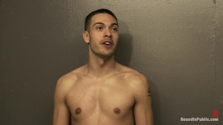 Bound in public: Latin Hunk Gets Double Penetrated at Folsom Gulch Porn Store.
