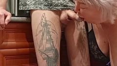 Mother-in-law Sucks My Dick and Jerks off While We Are Alone at Home
