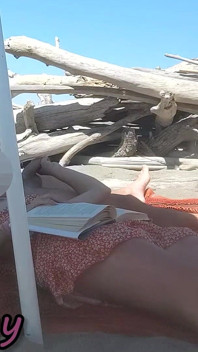 Public Handjob! Teacher Gives Her Student a Handjob on a Nude Beach!