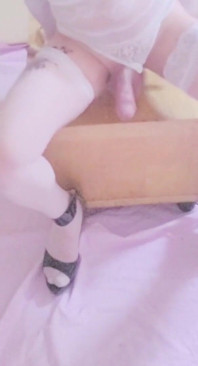 Nylon Fetish Tgrl Sara Enjoy Teasing Her Big Cock Over White Nylonfetish See-through Mini Skirt and Take a Dildo