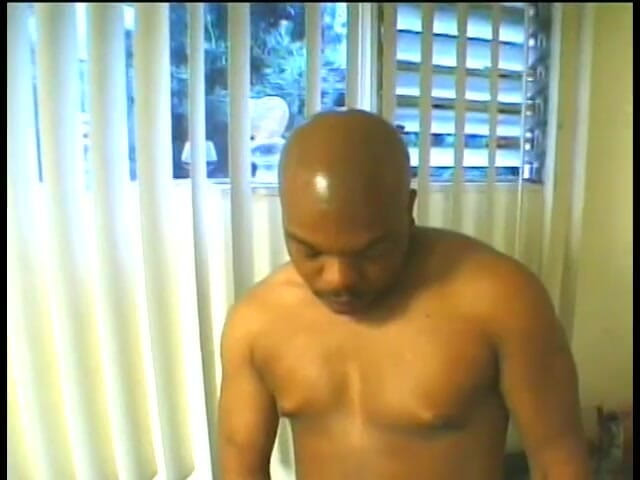 Gays Case: Big black guy with fat black cock enjoys masturbating in...