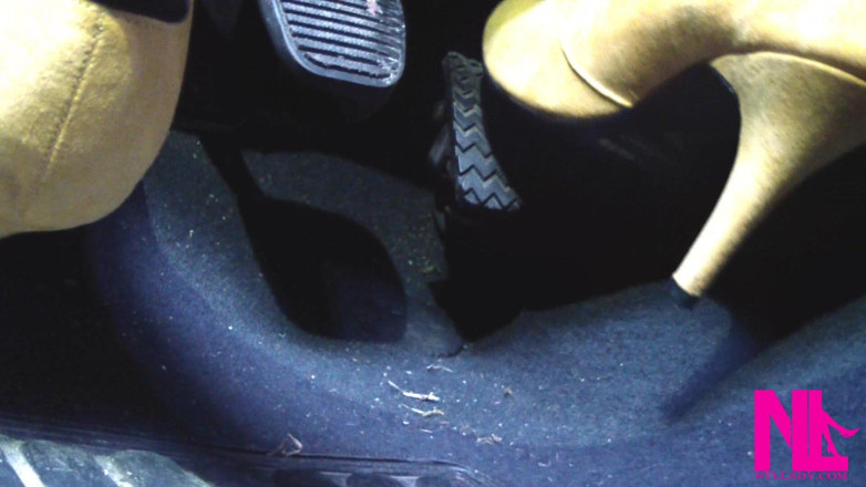 Nyllady: Revving in Yellow Boots and Black Pantyhose