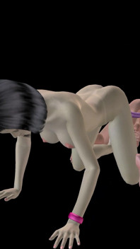 Animado 3D porn - linda garota com cinta-caralho fode homem asiático, em seguida, duplo vibrador de quatro