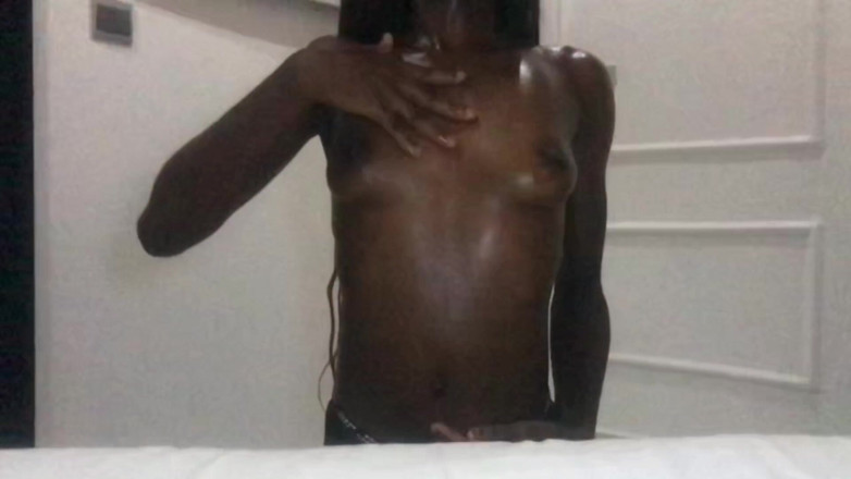 Browngurl234: Smooth Oiled Ebony Perky Small Tits Massage Slow Sensual POV...