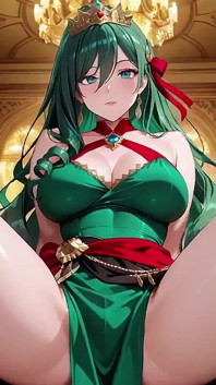 Green Queen on the Golden Throne! Lazy Seduction in a Silk Gown, What Secrets Hide Beneath?