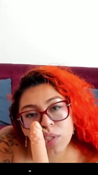 Barevné Vlasy Dívka Dělá Velké Hluboké Hrdlo P3