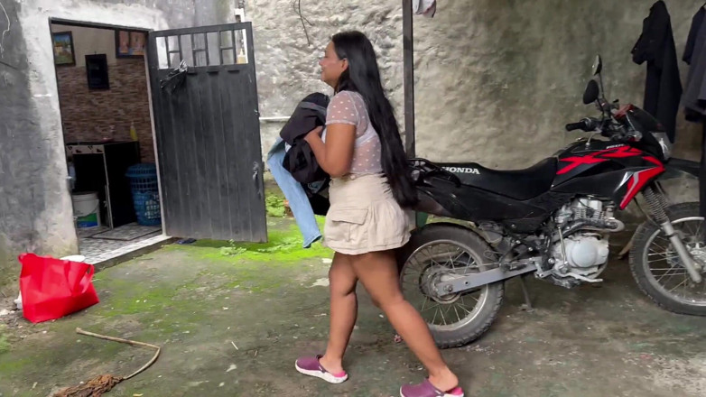 EMY_AND_JONH: Student Is Surprised by Her Teacher in the Patio of...