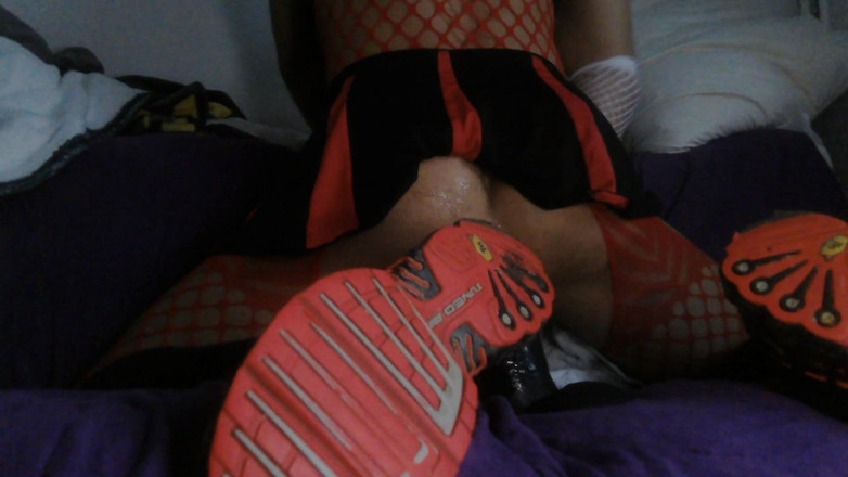 Damaged Hole: Black Red Cheerleader Outfit, BBC to Ride to Orgasm