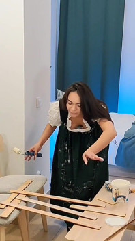 Austrian Woman in Dirndl Getting Dirty