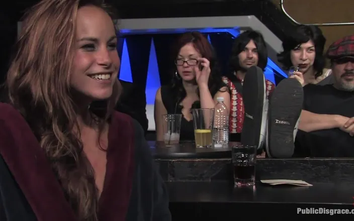 Public Disgrace by Kink: Busty Brunette Fucked in Front of a Bar Full of...