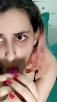 Blowjob pOV lila dildo