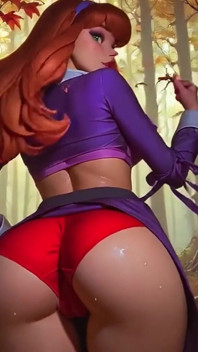 スクービードゥーのダフネ・ブレイクが跳ねるセクシーなお尻の赤いパンティー