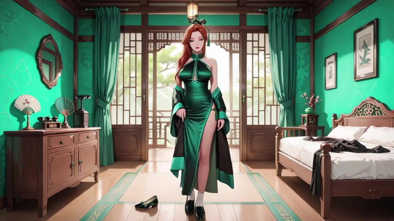 Tay Swift X: Руде волосся і смарагдовий qipao! Ледачий спокушання у східному дворі