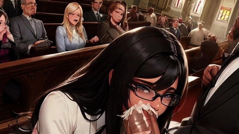 Spicy Toons: 性感的女人一直在教堂里玩弄我的鸡巴....