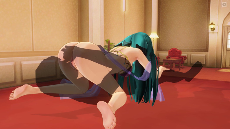 H3DC: 3D Hentai menina de cabelo azul fode em 69 posição