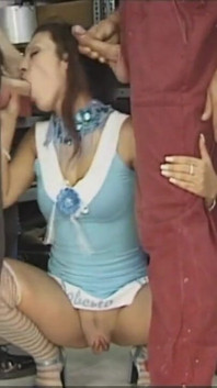Huge pussy threesome in the mechanic office