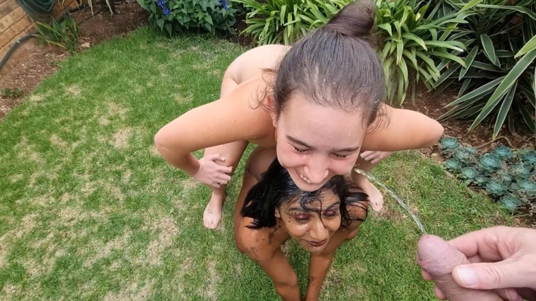 domslutfucker: Interracial FFM gesichtspiss-zusammenstellung