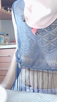 Hairy Brunette Pussy, Big Tits, Sensual Hairy Woman in the Kitchen.