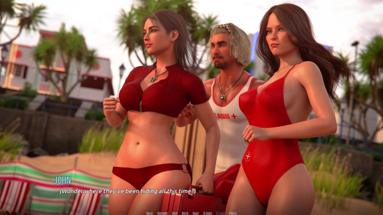 3D Cartoon Porn: Domino Beach 1 - John rettet das leben eines mannes am strand,...
