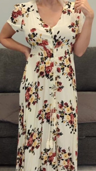 Rochie lungă floral &tan tocuri înalte încercați