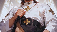 Real narrated fantasy Hentai: 小色荡妇打扮成新娘，在一场火热的群交中献上了她火辣的屁股。