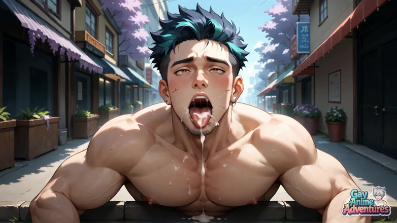 Gay Anime Adventures: Assista com tesão, dissoluto, caras musculosos de cabelos azuis adorando...