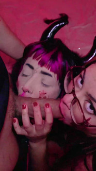Lesbian Halloween Ends in Whoring and Woodwork in the Pussy of Hot Chicks