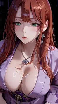 Red-haired Kimono Goddess! Kneeling Under the Sacred Torii Gate, She Adjusts Her Soaked Backless Outfit with a Shy Gaze.
