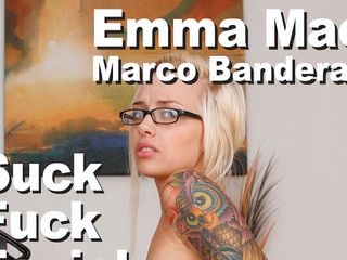 Edge Interactive Publishing: Emma Mae &amp; Marco Banderas zuigen neuken in het gezicht
