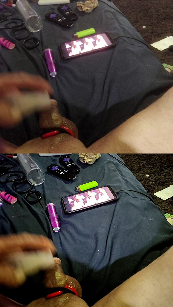 MRTHICK69: Masterbating with Cock Rings in Two Screens