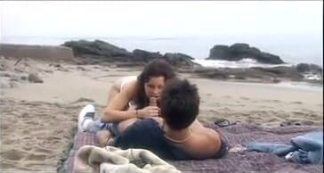 Tight little babes: Hot French beach model with big tits sucks and rides...