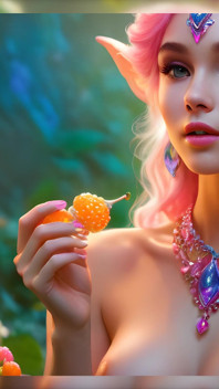 Prsatá nahá elf dívka s Cloudberry