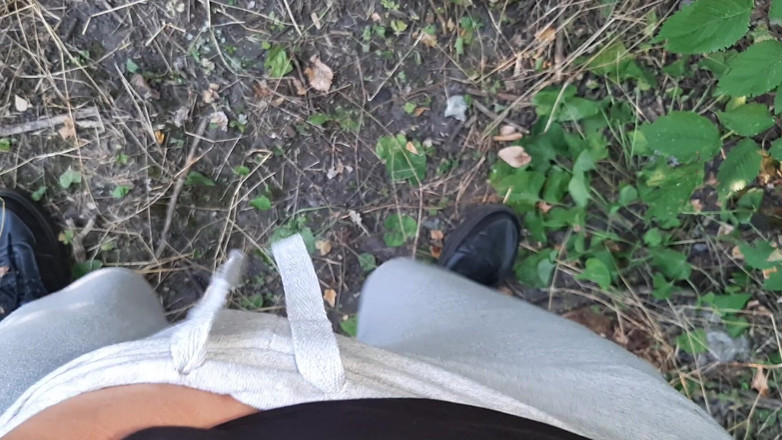 Lesbian-illusion: Three Girlfriends in a Swimsuit, Shorts and Jeans Masturbate Outdoors -...