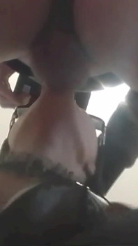 MILF on Her Knees Gives a Blowjob with Cum in Her Mouth