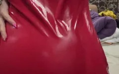 Red Latex Suit! Xxxx