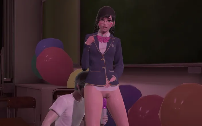 Waifu club 3D: DVA college girl loves vibrator in her pussy